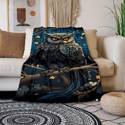 1 Manta con Estampado de Búho, Manta Suave y Cálida para Siesta, para Sofá, Sillón, Oficina, Cama, Camping, Viaje