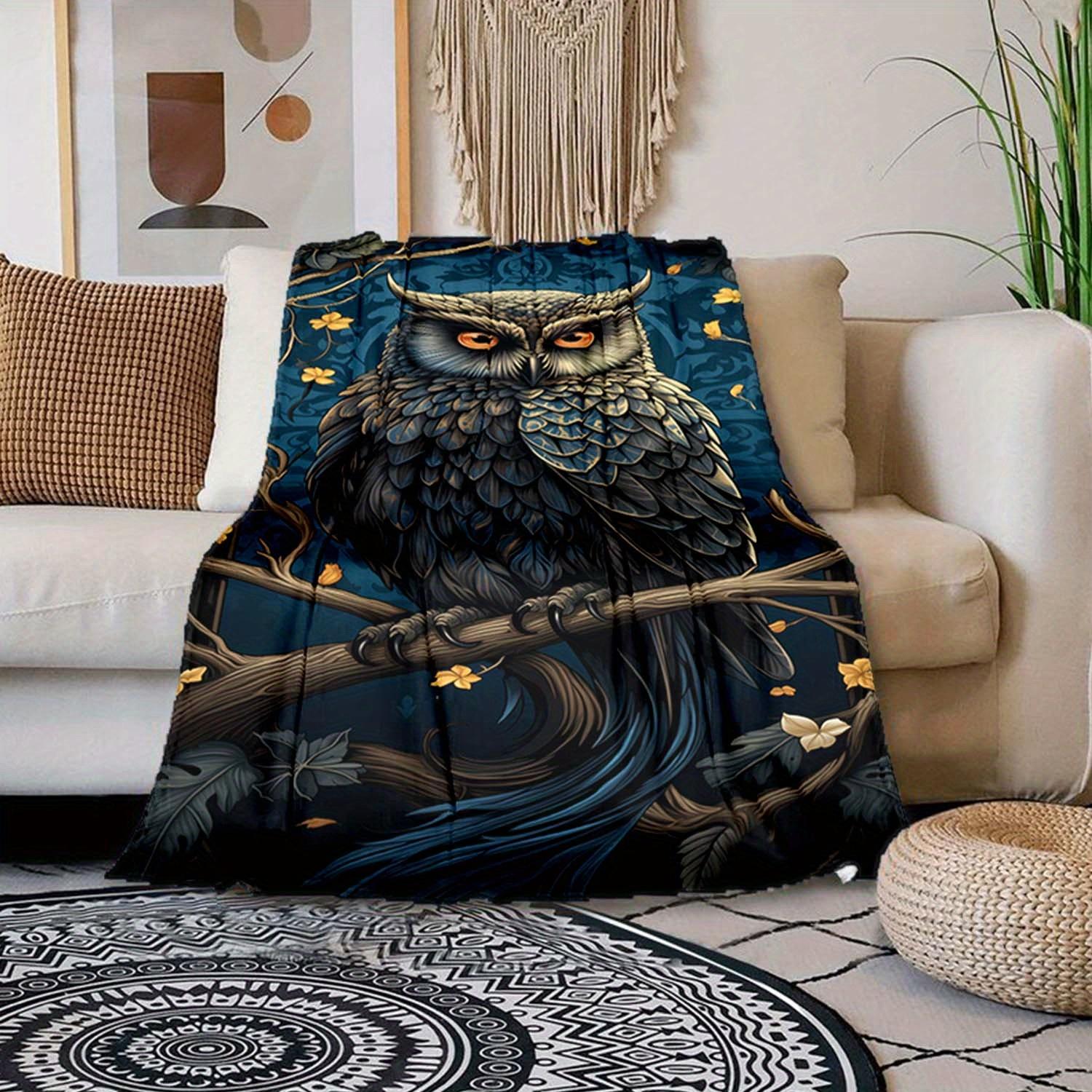 

1pc Owl Print Blanket, Soft Warm Throw Blanket Nap Blanket For Couch Sofa Office Bed Camping Travel 130cmx150cm