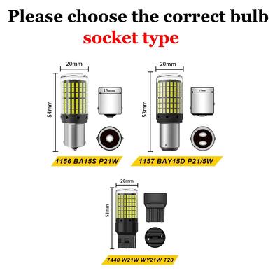 1PC 12V-24V Signal Light 1156 BA15S P21W 1157 BAY15D P21/5W T20 7443 W21/5W 7440 W21W 144LED Bulb Car Brake Auto Lamp Turn Light