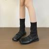 Square head thin knitted socks boots women's shoes 2025 new autumn and winter socks shoes loafer short boots with socks boots