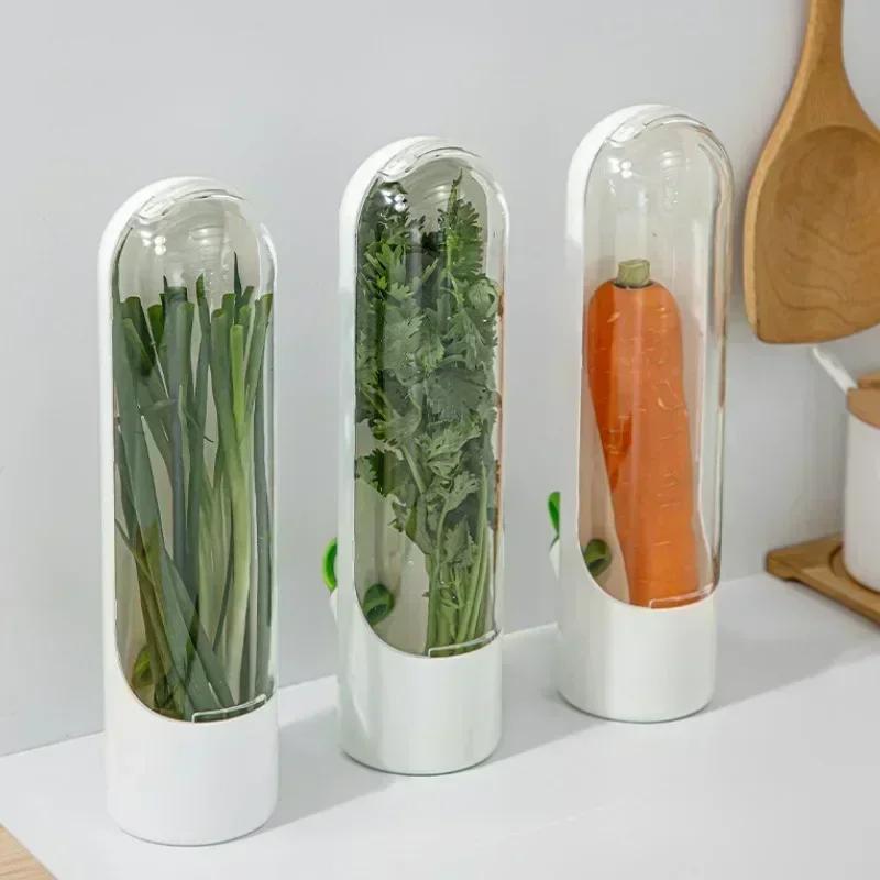 Refrigerator Herb Crisper Saver Pod Container Vegetable Preserving Bottle Keep Herb/Cilantro/Mint/Parsley/Asparagus Fresh Home