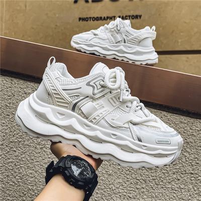 Kalın Taban Çok Yönlü Hantal Erkek Sneaker Yeni Trend File Bağcıklı Nefes Alabilir Günlük Spor Ayakkabıları Yükseltilmiş Yumuşak Tabanlar