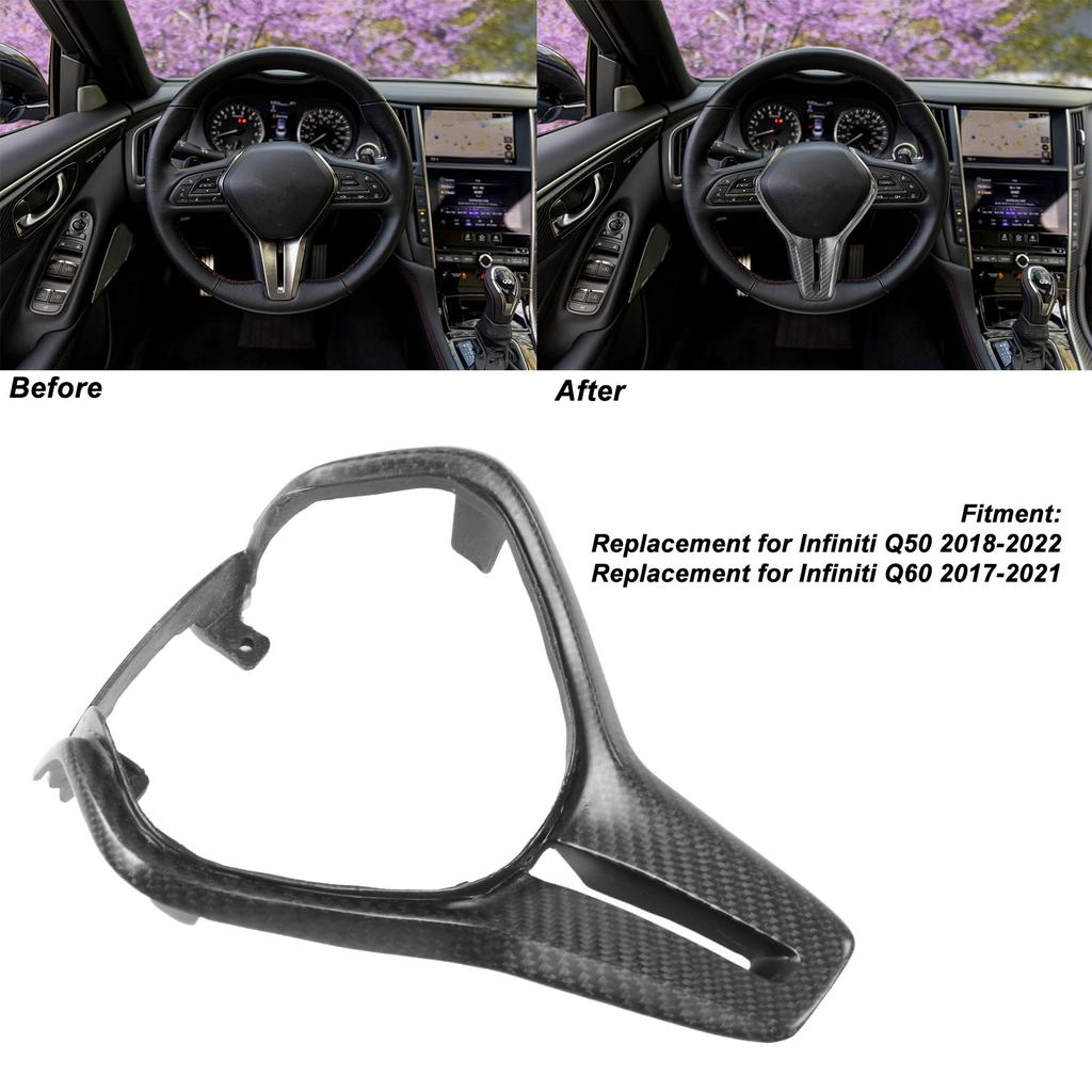 Steering Wheel Frame Panel Carbon   Overlay Decoration Trim Replacement for    0 Q60