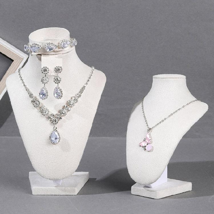 Anspruchsvoller Robuster Flusen Schmuck-Display-Büste Kleiner Halsketten-Display-Ständer mit Verstellbarem Haken für Merchandising