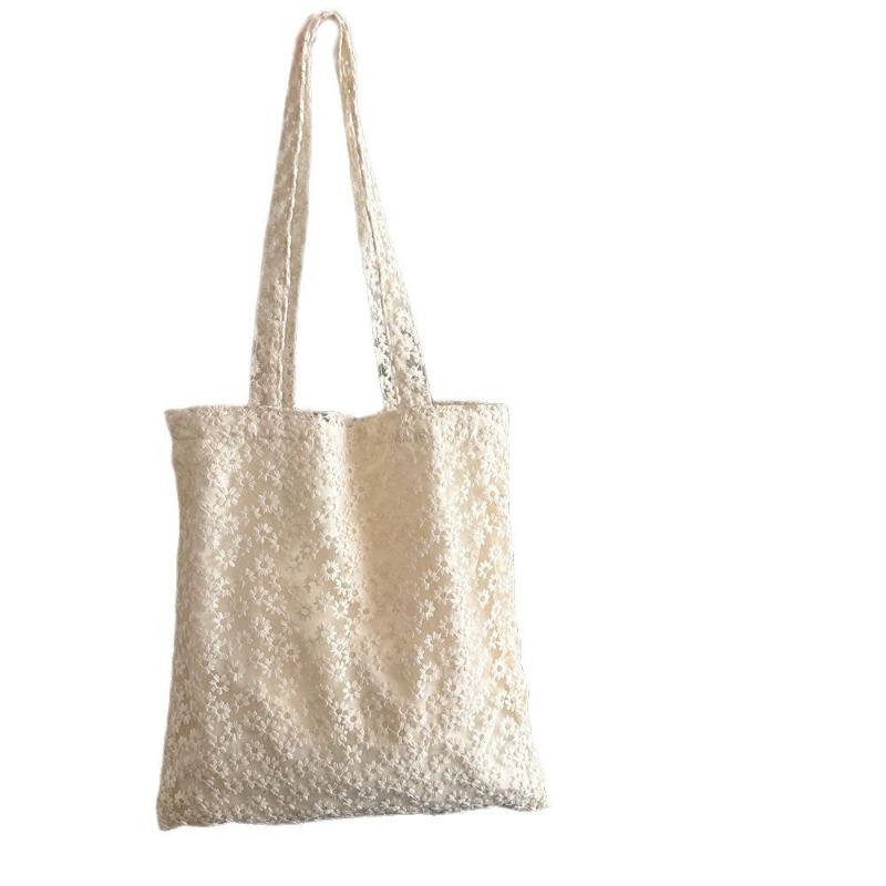 3 Mesh Flower Shoulder Bag Large Capacity Underarm Bag Spring Summer Fairy Bag Student Canvas Bag