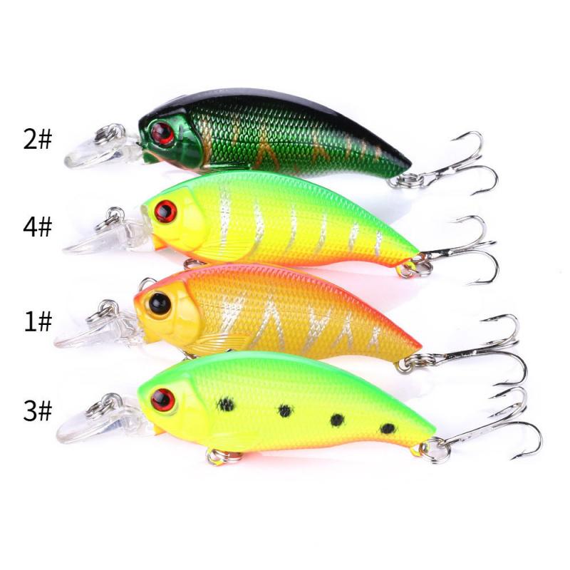 4PCS 7.5CM-8.3G-8#Hard Lure for Rock Fishing, Small Fat Lure, Artificial Bait for Bass, Floating Bait for Snakehead and Bass