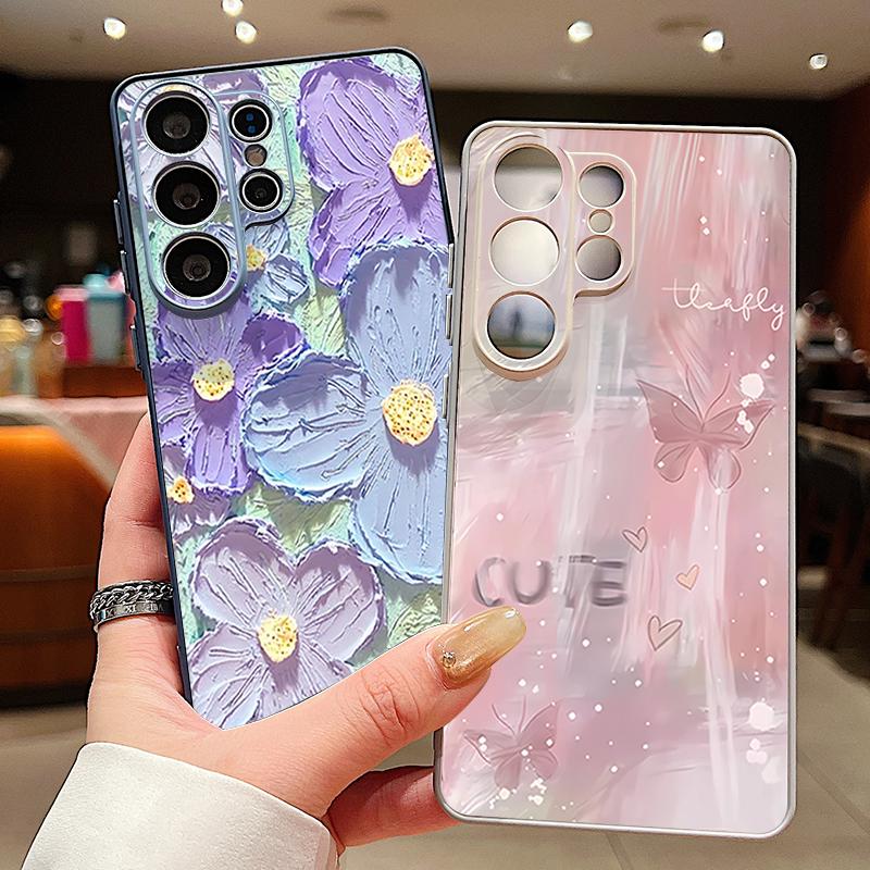 Magnetic For Magsafe Case For Samsung Galaxy S26 Ultra S25 Edge S24 Plus S23 FE S22 A17 A54 A55 A56 A57 5G Oil Painting Flowers Pattern Cover