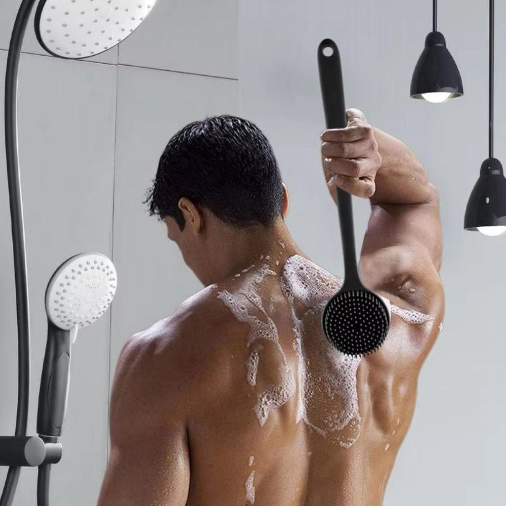 Langstiel-Griff Peeling-Bürste mit Aufhängeloch Silikon-Peeling-Werkzeug Badezimmer