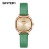 Sanda Ladies' Small Square Steel & Leather Quartz Watch