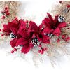 20 Inch Christmas Wreath,Front Door Artificial Xmas Wreath with Poinsettia,Fake Berry,Pinecone|for Xmas and Winter Display