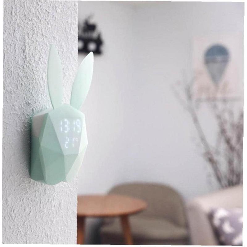 Dziecięcy budzik z alarmem, uroczy model królika, budzik z inteligentnym sterowaniem głosowym, zegar biurkowy, zegar z ładowaniem USB