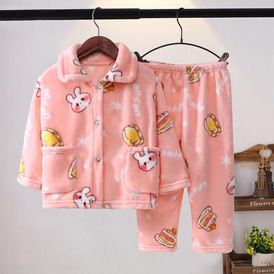 Winter Kids Pajama Set Coral Fleece Sleepwear with Cute Cartoon Clothing Ultra Warm Comfortable Long Sleeve Pajamas for Boy Girl