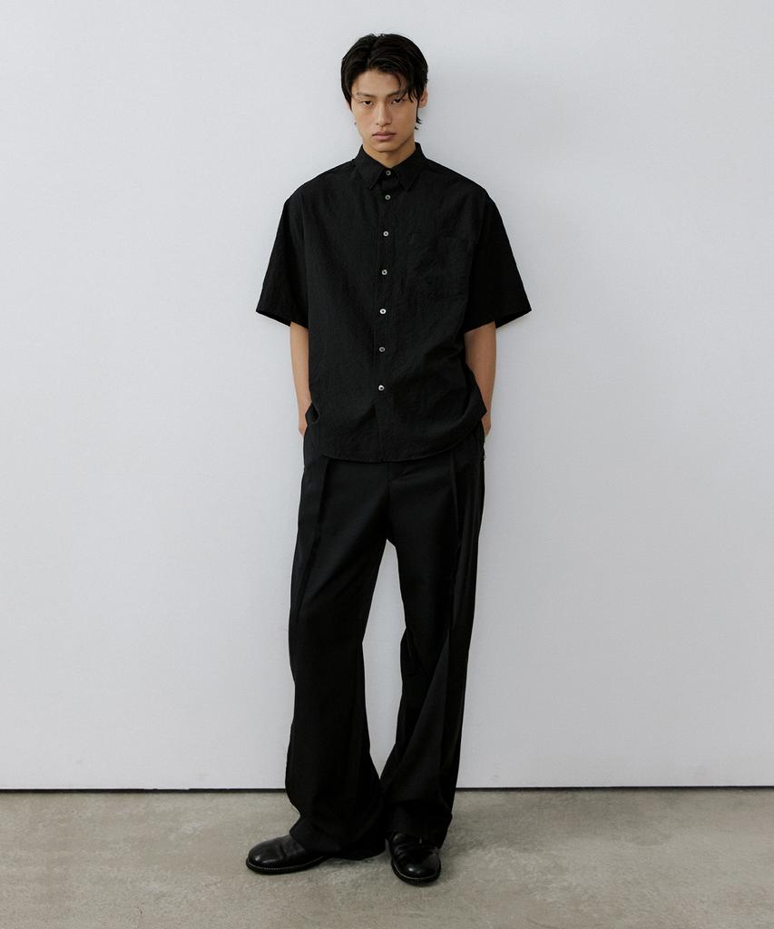 ENDOOR Washed Seersucker 1/2 Shirt (Black)