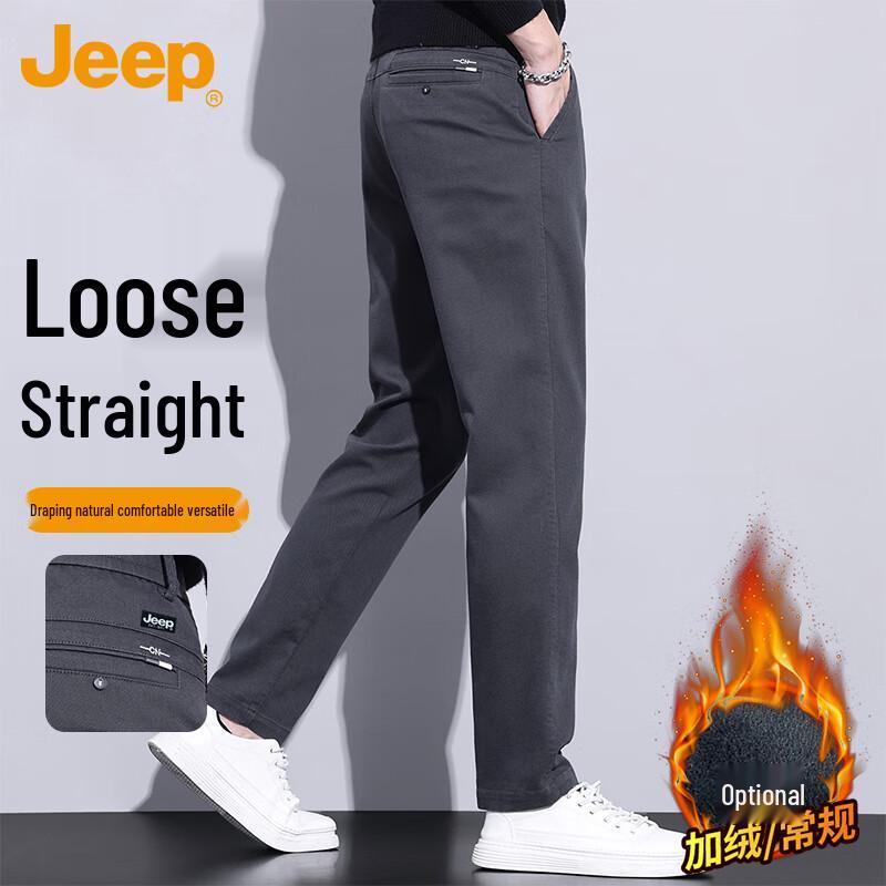 

JEEP Men s Autumn/Winter Straight-Leg Casual Trousers 32