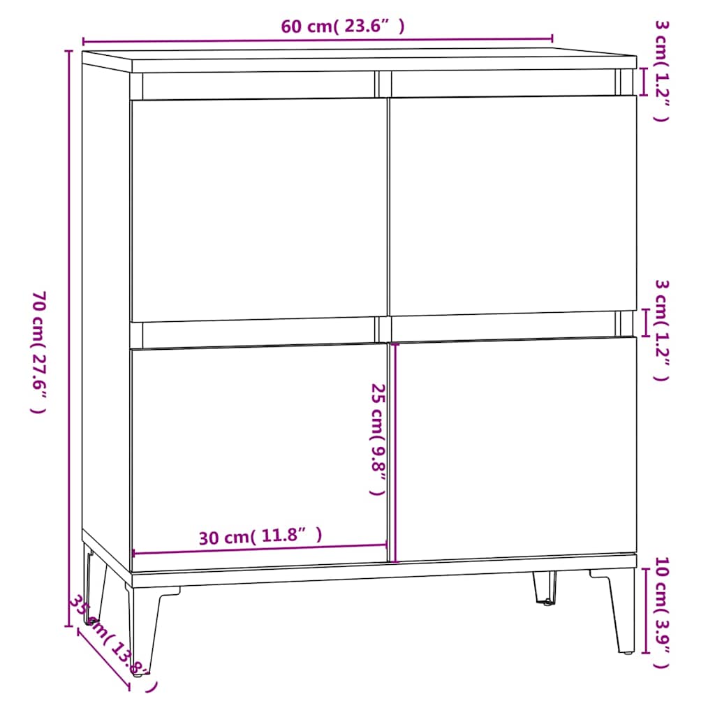 Sideboard Gray Sonoma 60x35x70 cm Particleboard