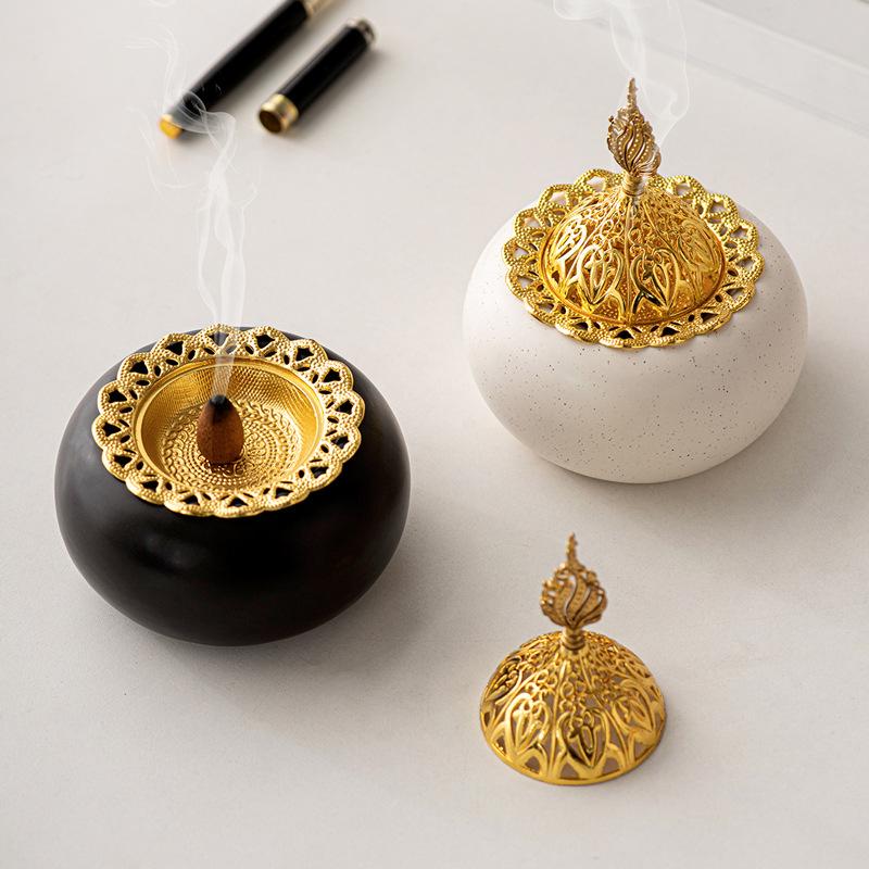 Arabian Ceramic Incense Burner Middle Eastern Dome Vintage Living Room Decor Arabic Incense Burner