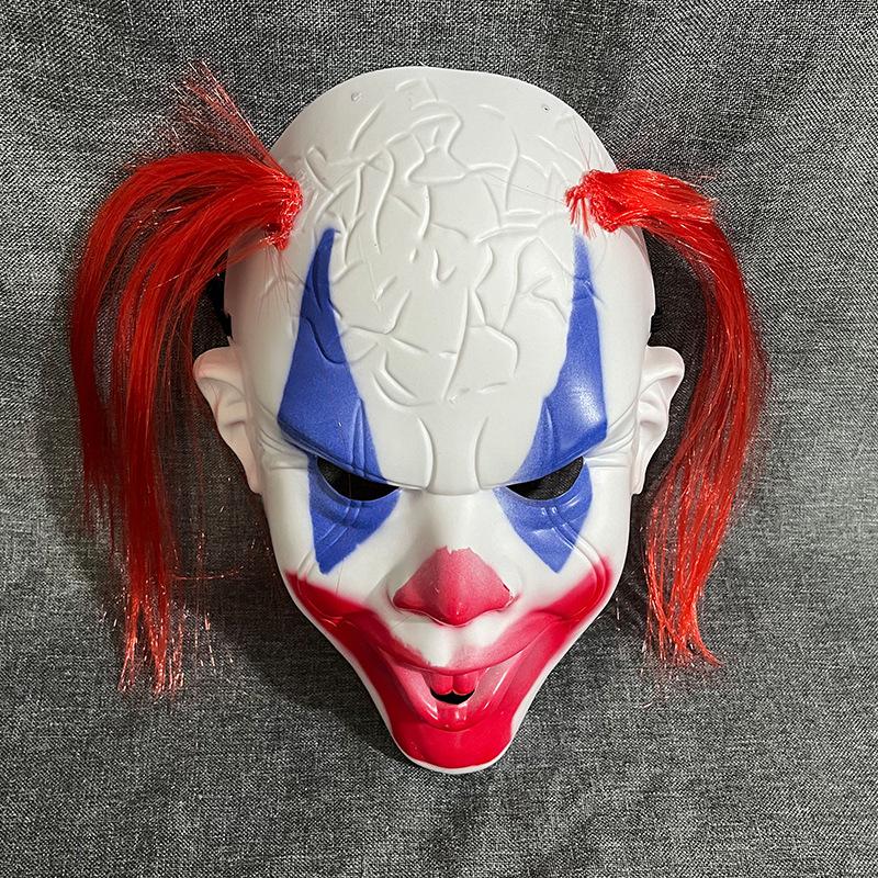 1Pcs Halloween Horror With Double Ponytail Mask Full Face Funny Terror Decoration Ghost Mask Cosplay Clown Costume Party Props