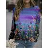 Casual Retro Long Sleeve Sweatshirt 3D Digital Print Round Neck Women's Fashion Polyester Fiber Full Length Cotton Blend