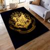 Harry Potter Gold Hogwarts Crest on Black Detail Rug, Detailed Gold Crest Style Design, Cozy Fan Rug Decor, Soft Touch, and All Seasons Gift