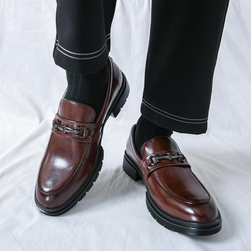 Fashion Luxury Fashion Designer New Thick Soled Pu Leather Casual Shoes For Men Slip On Loafter Formal Wedding Dress Homecoming