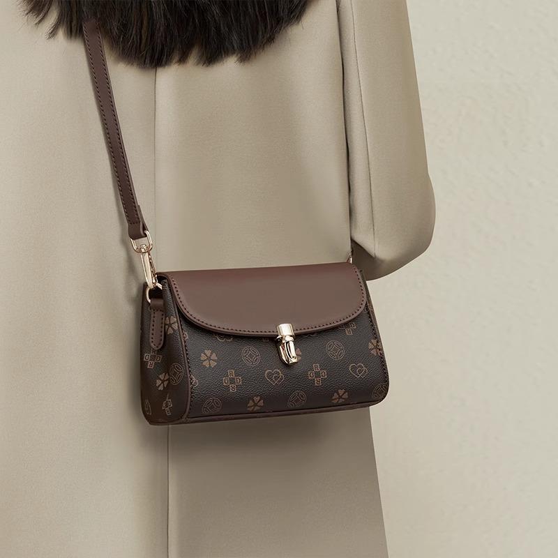 Retro Printed Small Square Bag 2025 New Fashion High-end Shoulder Bag Women's Simple Commuter Messenger Bag