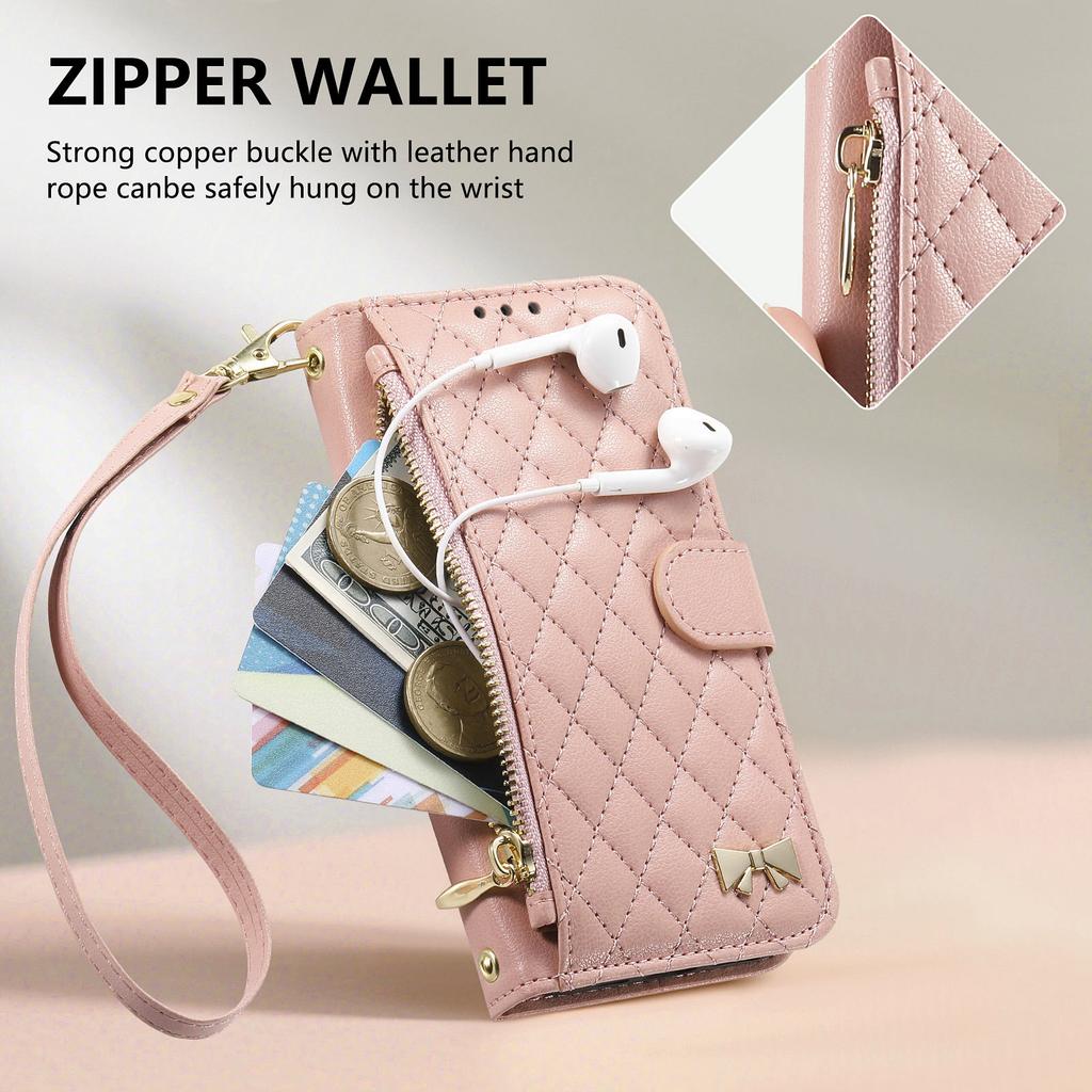 Crossbody Long Lanyard Diamond Pattern Leather Case for Google Pixel 11 Pro XL 10 9 8 7 6A Shockproof Book Stand Slim Cover
