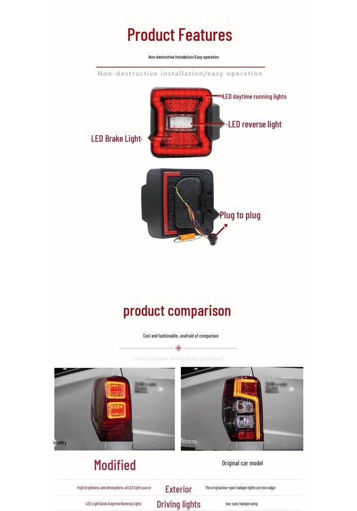Compatible LED Taillight Assembly for 07-24 JEEP Wrangler JK/JL - Brake & Running Lights