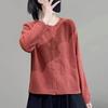 Sweaters Coat Cardigan for Women Retro Literary Solid Color Long Sleeve Knit Cardigan Sweaters Jacket