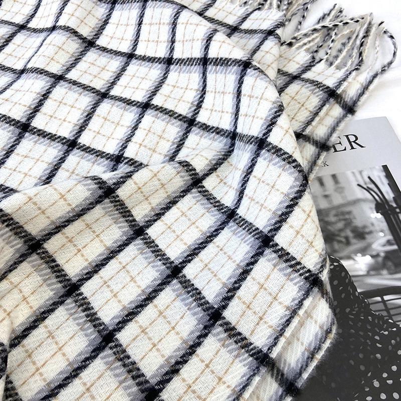 Luxury Plaid Designer Winter Women Scarf Thick Warm Tassels Shawls Pashmina Neckerchief Cashmere Lady Outdoor