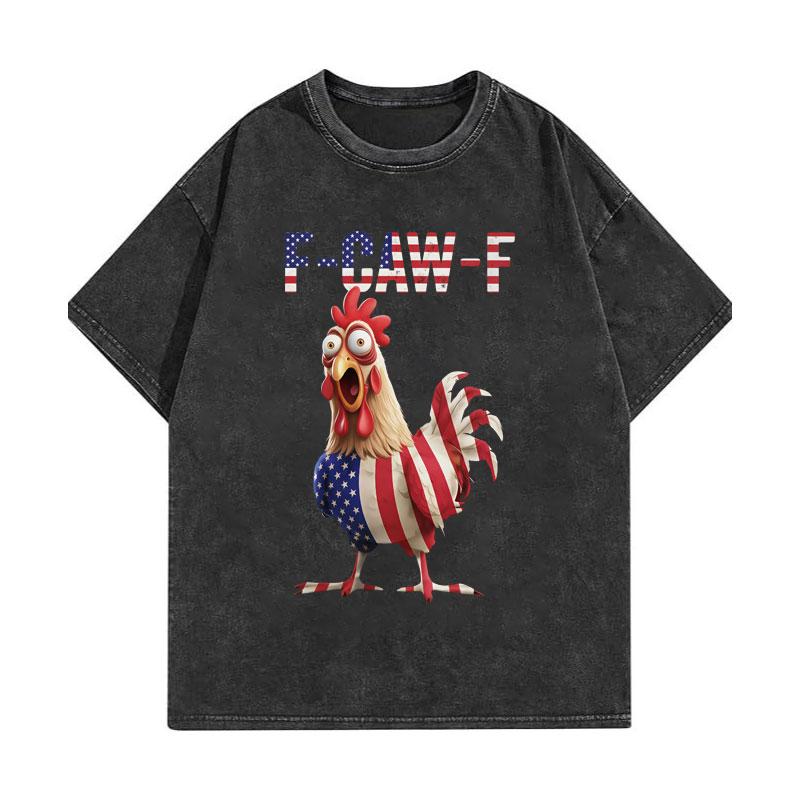 Vintage Washed F-Caw-F Chicken Funny T-shirts High Quality Fashion Oversized T-shirt Men Women Casual Cotton T Shirts