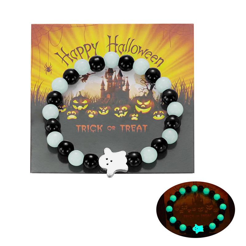 Halloween Luminous Beaded Bracelet For Women Girl Pumpkin Ghost Bracelets Jewelry Party Gifts