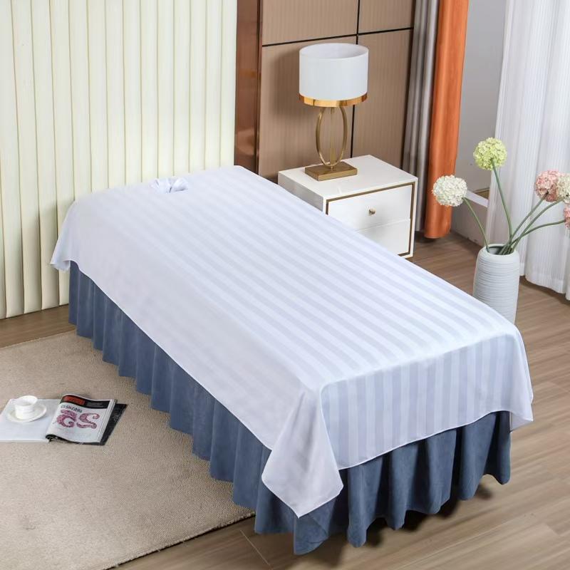 White Washable Beauty Salon Massage Bed Sheet with Hole - Anti-Dirty, Quick-Dry, Wrinkle-Resistant, Customizable.