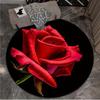 Velvet Red Rose Round Rug - Valentine's Non-Slip Carpet for Living Room, Bedroom, Sofa & Home Decor