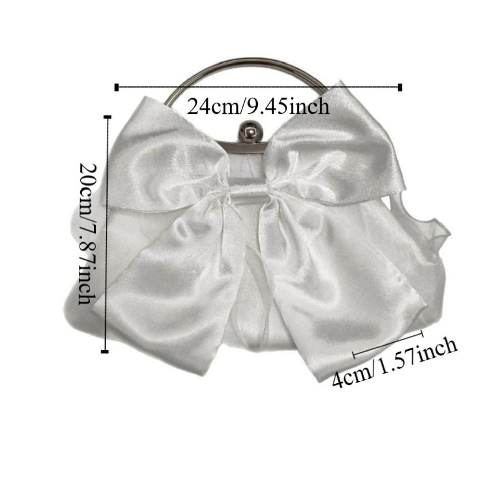 Metal Handle Bridal Clutch Bag Satin Bow Wedding Purse Luxury Bow Evening Handbag  Women