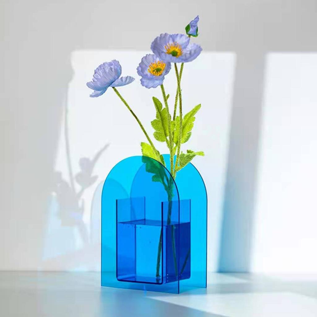 Ins-Stil Acrylvase Kreative Kunst Wellige Blume Hydroponische Blumenanordnung Tischdekoration Transparente Vase