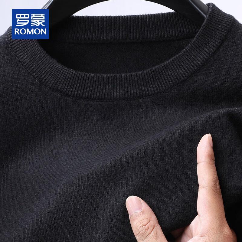 ROMON Men's Loose Fit Round Neck Knit Sweater