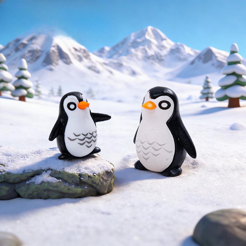A Moss Micro Landscape Accessory, Cute And Fun Penguin Father Son Figurine Diy Small Ornament, Multi Scene Ornament
