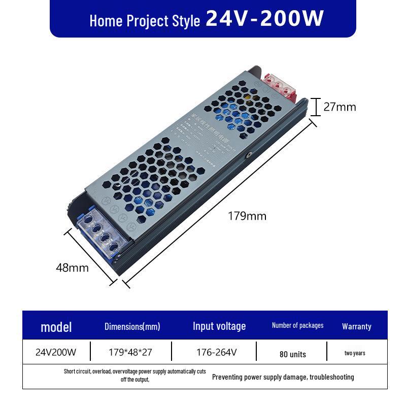 Ultra-Thin Silent Indoor Switching Power Supply, 220V To 12V/24V, 60/400W, LED Strip Driver Transformer for Light Boxes