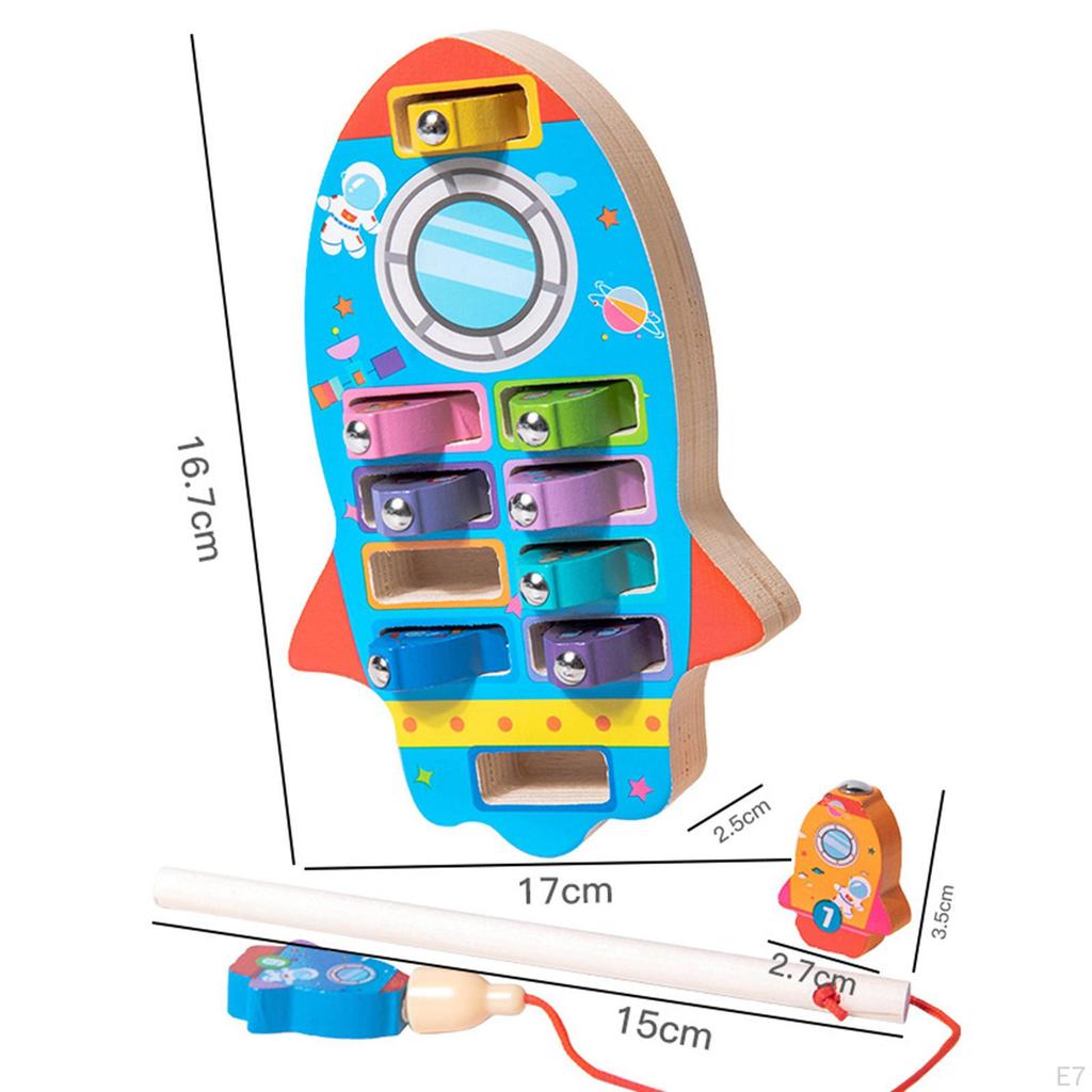 Magnetic Wooden Fishing Game Learning Preschool for Kids Children Boys Girls Dinosaur