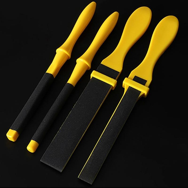 4Pcs Polishing Sandpaper Kits Sandpaper Flat File Wood Rasp File Set Sanding Paper Sand Tool with Plastic Stick