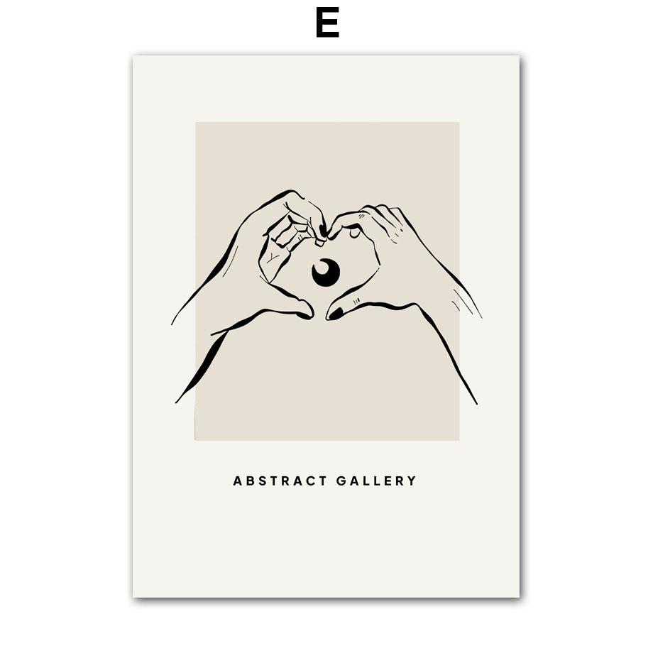 Black Ink Girl Leaf Wine Glass Line Wall Art Canvas Painting Abstract Posters And Prints Wall Picture For Living Room Home Decor