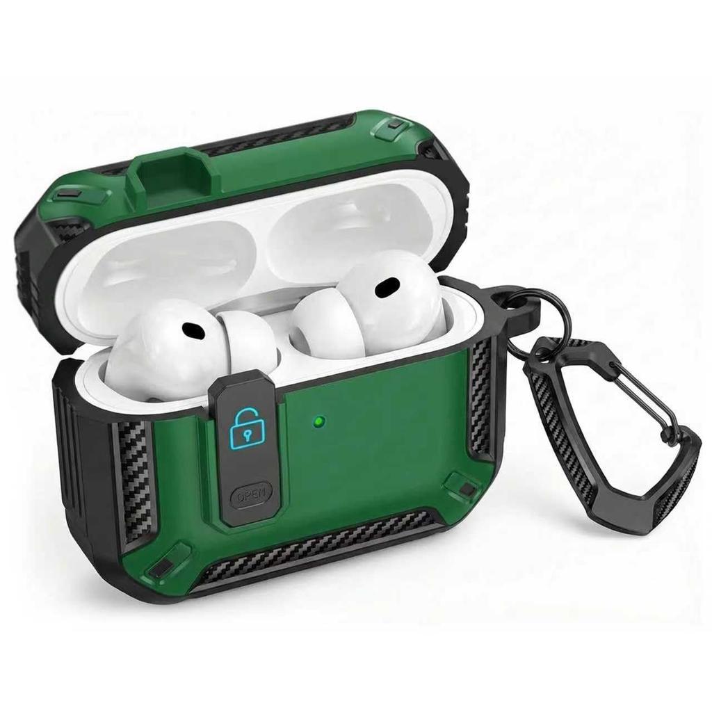 2026 for AirPods Pro 3 Case with Cleaning Kit Carbon Fiber Military Drop Proof Auto Pop up Case with Carabiner For AirPods Pro 3