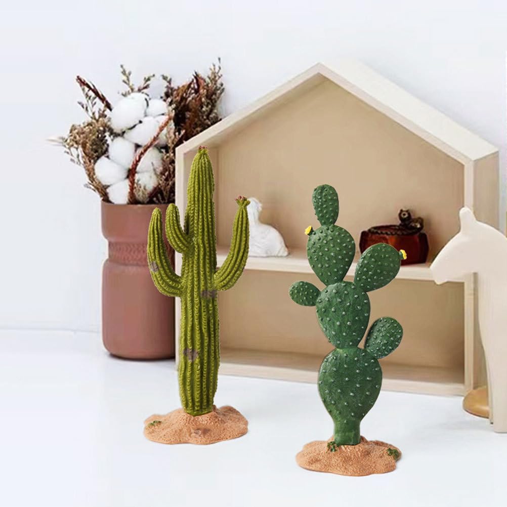 Luxshiny 3pcs Green Simulated Cactus Artificial Sand Decor Faux Succulent Decor Fake Cacti Plants Figurine Table Ornament Centerpieces for Home