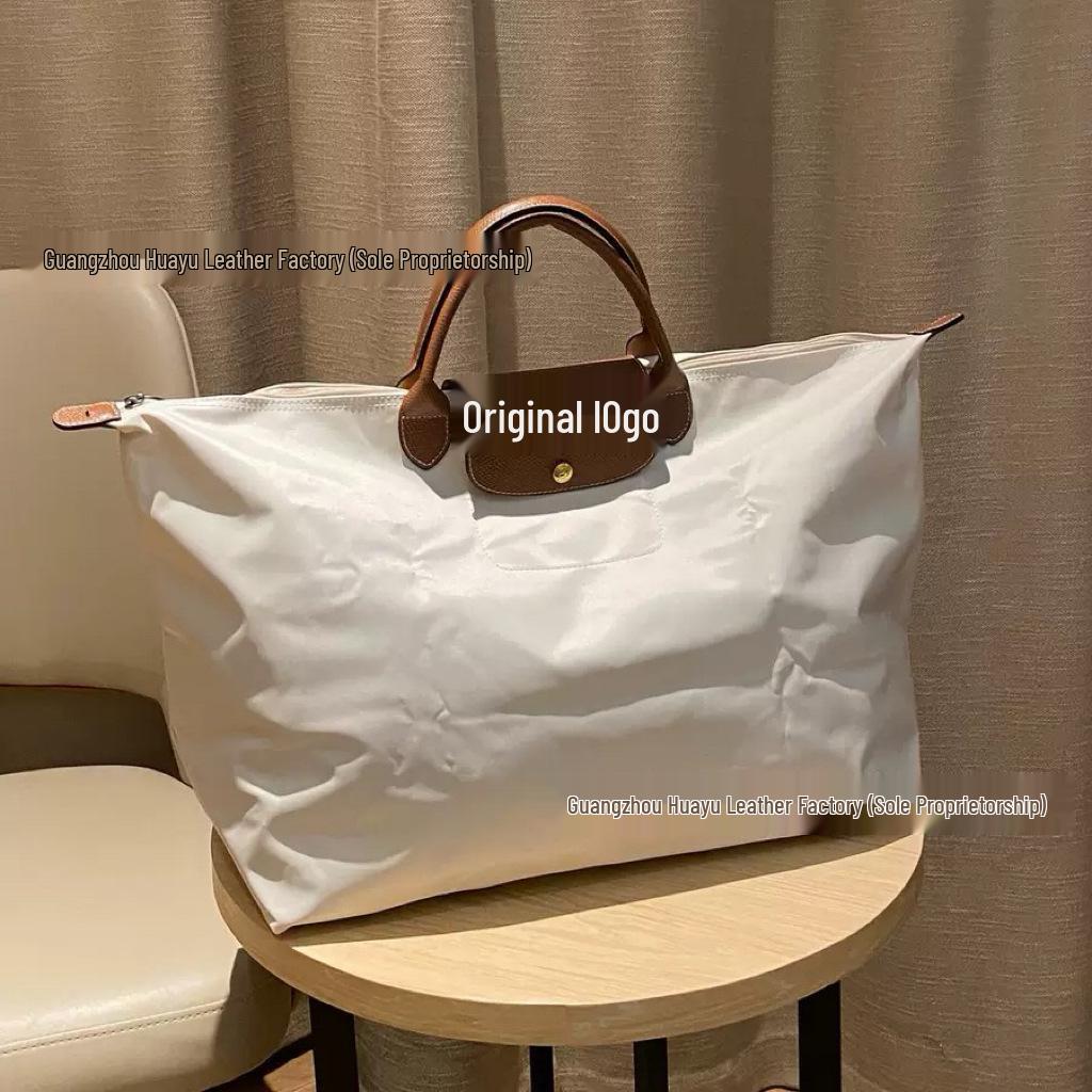 High-Quality Dragon-Inlaid Cowhide Travel Bag: Large, Lightweight, Waterproof Nylon Shoulder Handbag