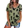 Leopard 3D print T-shirt for women Y2k Vintage Tops Harajuku streetwear V-neck T-shirts oversized clothes for women and girl