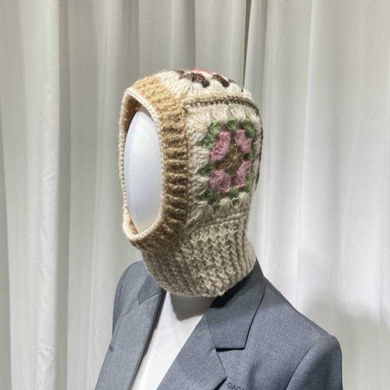 Dzianinowa kominiarka z wzorem kwiatowym dla uczniów, dorosłych. Wiatroszczelna czapka zimowa, ochrona szyi. Dla nastolatków, utrzymująca ciepło. Czapka rowerowa