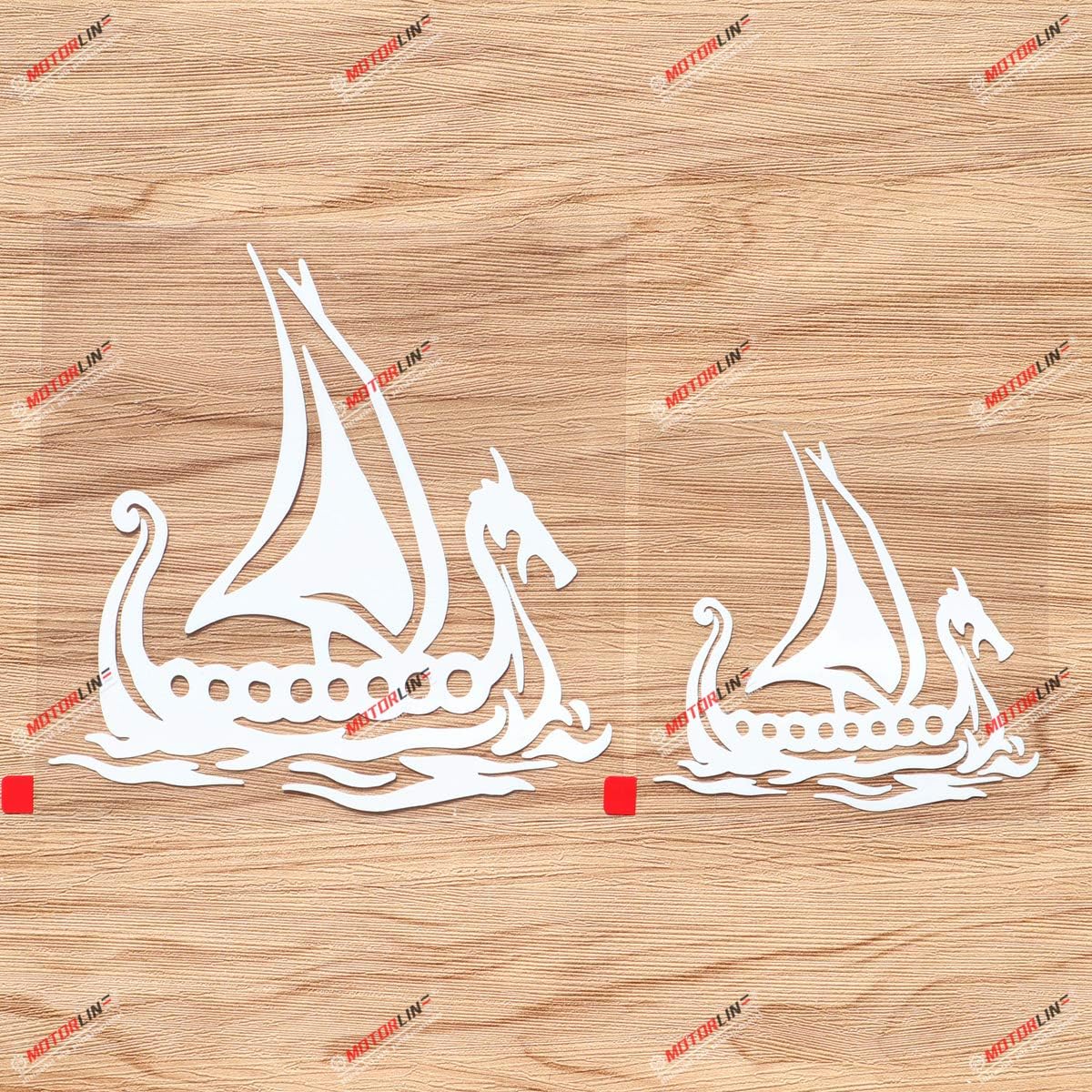 

Viking Ship Decal Vinyl Sticker Dragon Head Norse Odin - 2 Pack White, 4 Inches, 6 Inches - Style A No Background for Car Boat Laptop
