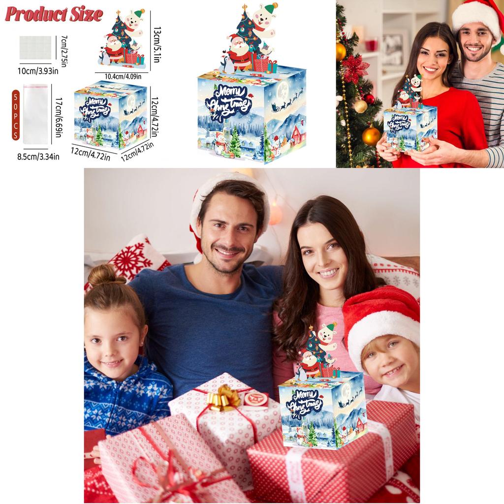 Christmas Snow Scene Party Decor Cash Box With Blue Paper Material For Holiday Celebrations