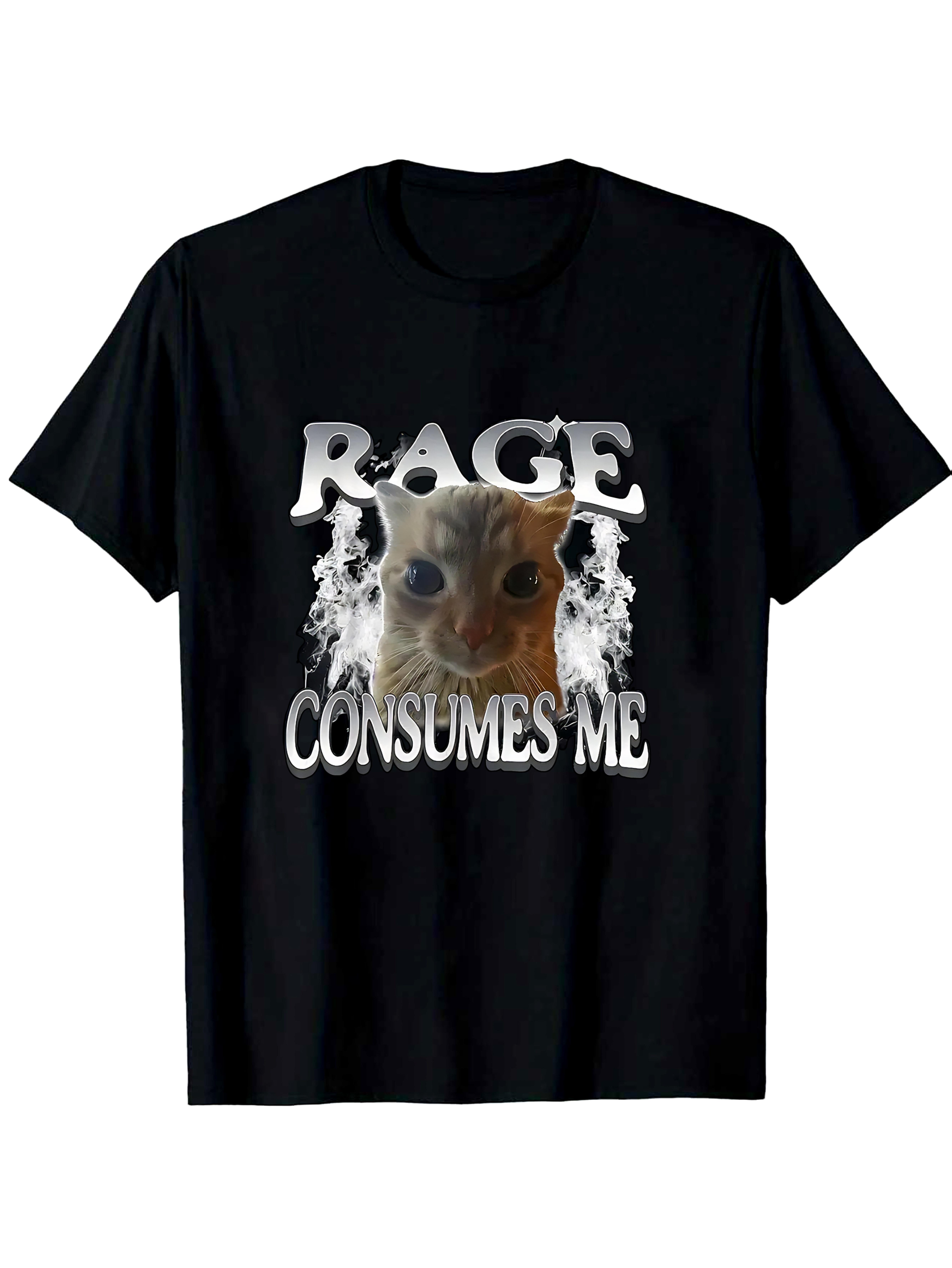 Humorous anger fascinates me with cat enthusiast Tshirt featuring printed design short sleeved round neck Tshirt S