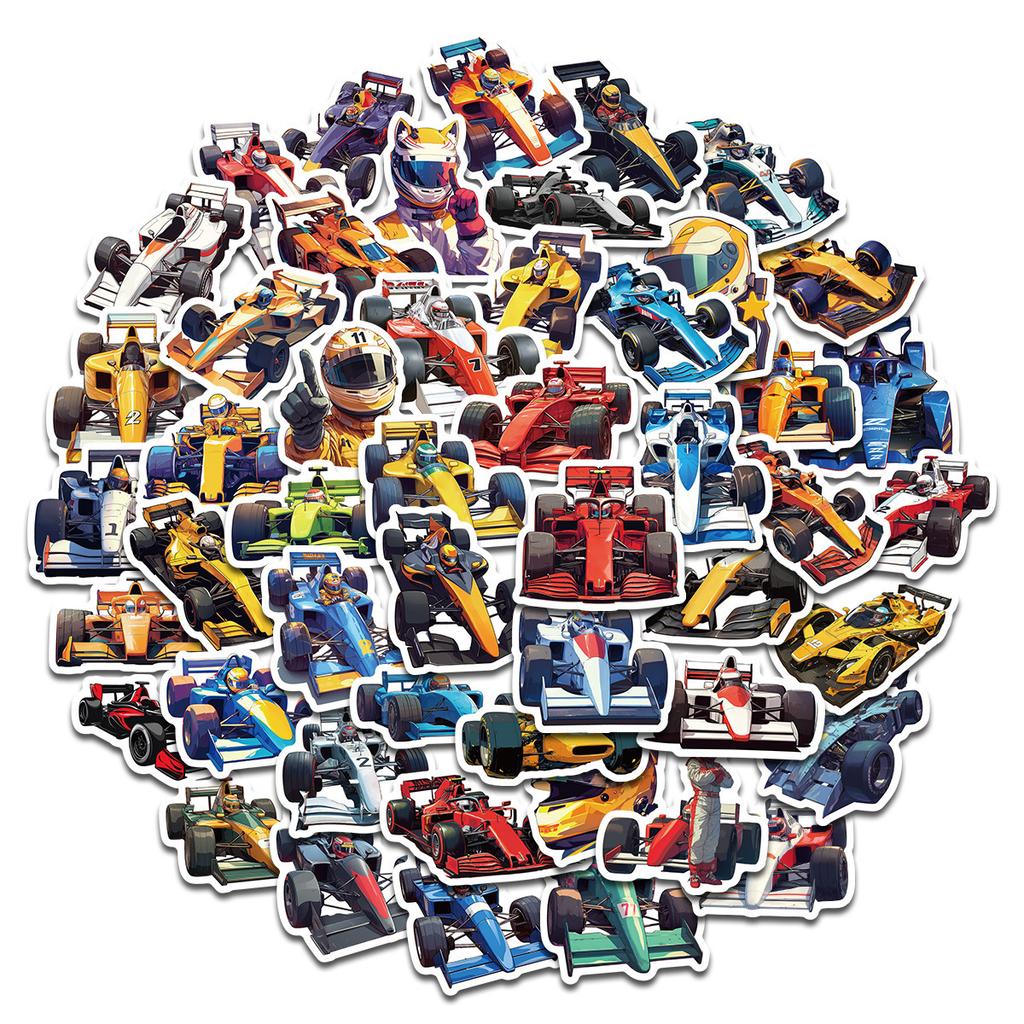 50 Pieces of Non-repeat Formula Racing Cool Cartoon Graffiti Stickers DIY Suitcase Water Cup Stickers